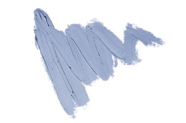 Smear ve ruj veya akrilik boya beyaz arka plan üzerinde izole doku. Lipgloss veya sıvı oje leke örneği inme. Güzellik kozmetik tasarım için eleman. Koyu mavi renk