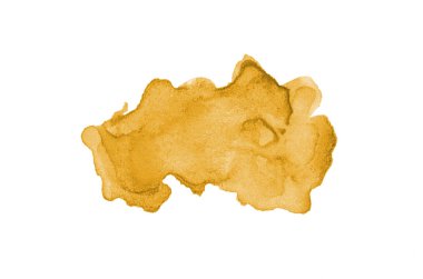 Beyaz üzerine izole edilmiş, sıvı bir kova boyası ile soyut suluboya arka plan görüntüsü. Açık turuncu tonları