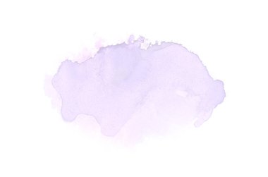 Beyaz üzerine izole edilmiş, sıvı bir kova boyası ile soyut suluboya arka plan görüntüsü. Mor tonları