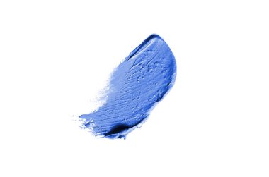 Smear ve ruj veya akrilik boya beyaz arka plan üzerinde izole doku. Lipgloss veya sıvı oje leke örneği inme. Güzellik kozmetik tasarım için eleman. Mavi renk