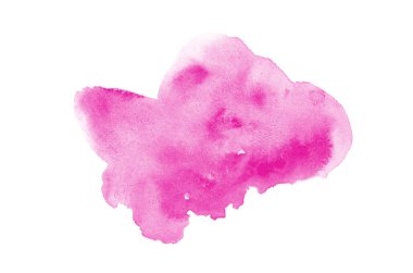 Beyaz üzerine izole edilmiş, sıvı bir kova boyası ile soyut suluboya arka plan görüntüsü. Pembe tonları