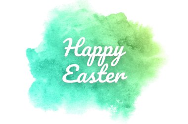 Kova boyası sıvı bir sıçrama ile soyut suluboya arka plan görüntüsü. Yeşil ve sarı pastel tonları. Mutlu paskalya