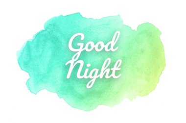 Kova boyası sıvı bir sıçrama ile soyut suluboya arka plan görüntüsü. Yeşil ve sarı pastel tonları. İyi geceler