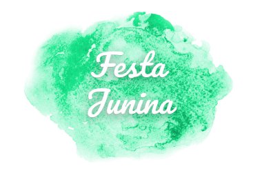 Kova boyası sıvı bir sıçrama ile soyut suluboya arka plan görüntüsü. Turkuaz tonları. Festa Junina