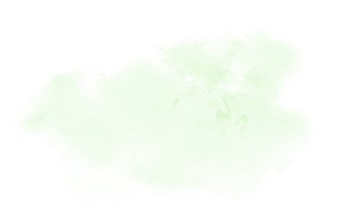 Beyaz üzerine izole edilmiş, sıvı bir kova boyası ile soyut suluboya arka plan görüntüsü. Yeşil tonları