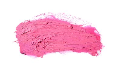 Smear ve ruj veya akrilik boya beyaz arka plan üzerinde izole doku. Lipgloss veya sıvı oje leke örneği inme. Güzellik kozmetik tasarım için eleman. Macenta rengi