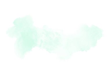 Beyaz üzerine izole edilmiş, sıvı bir kova boyası ile soyut suluboya arka plan görüntüsü. Turkuaz tonları