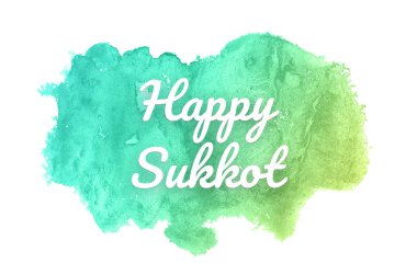 Kova boyası sıvı bir sıçrama ile soyut suluboya arka plan görüntüsü. Yeşil ve sarı pastel tonları. Mutlu Sukkot