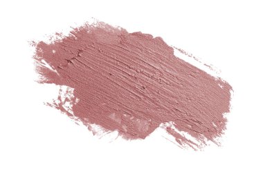 Smear ve ruj veya akrilik boya beyaz arka plan üzerinde izole doku. Lipgloss veya sıvı oje leke örneği inme. Güzellik kozmetik tasarım için eleman. Koyu kırmızı renk