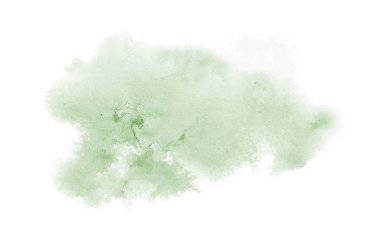 Beyaz üzerine izole edilmiş, sıvı bir kova boyası ile soyut suluboya arka plan görüntüsü. Koyu yeşil tonları