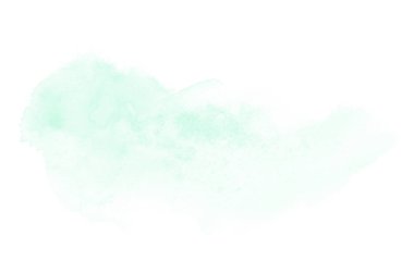 Beyaz üzerine izole edilmiş, sıvı bir kova boyası ile soyut suluboya arka plan görüntüsü. Turkuaz tonları