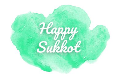Kova boyası sıvı bir sıçrama ile soyut suluboya arka plan görüntüsü. Turkuaz tonları. Mutlu Sukkot