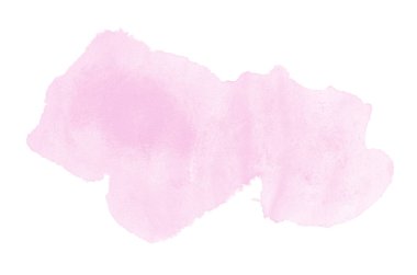 Beyaz üzerine izole edilmiş, sıvı bir kova boyası ile soyut suluboya arka plan görüntüsü. Pembe tonları