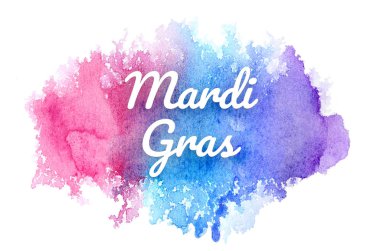 Abstract watercolor background image with a liquid splatter of aquarelle paint. Cold tones. Mardi gras