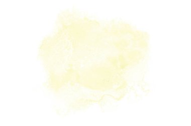 Beyaz üzerine izole edilmiş, sıvı bir kova boyası ile soyut suluboya arka plan görüntüsü. Sarı tonları