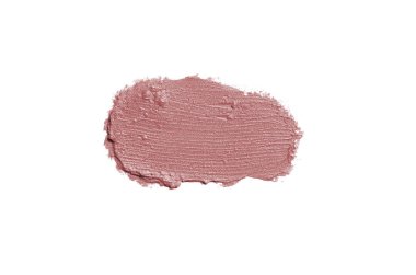 Smear ve ruj veya akrilik boya beyaz arka plan üzerinde izole doku. Lipgloss veya sıvı oje leke örneği inme. Güzellik kozmetik tasarım için eleman. Koyu kırmızı renk