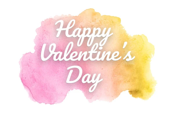 Imagen de fondo de acuarela abstracta con una salpicadura líquida de pintura acuarela. Tonos rosa y amarillo. Feliz día de San Valentín — Foto de Stock
