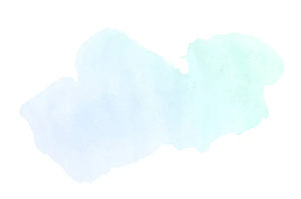 白に隔離されたアクアレル塗料の液体スプラッタを持つ抽象的な水彩の背景画像。ブルーとターコイズのパステルトーン — ストック写真
