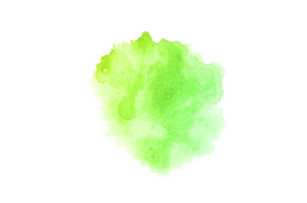 Abstract watercolor background image with a liquid splatter of aquarelle paint, isolated on white.Green and yellow pastel tones — Stock Photo, Image