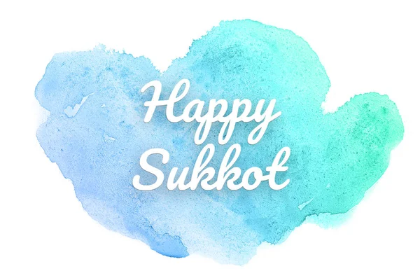 Imagen de fondo de acuarela abstracta con una salpicadura líquida de pintura acuarela.Tonos pastel azul y turquesa. Feliz Sukkot. —  Fotos de Stock