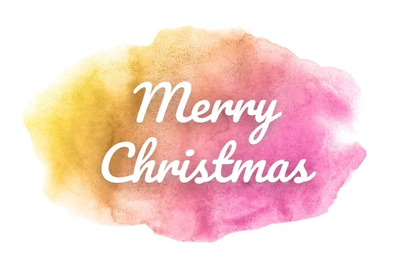 Imagem de fundo aquarela abstrata com um respingo líquido de tinta aquarelle. Tons rosa e amarelo. Feliz Natal! — Fotografia de Stock