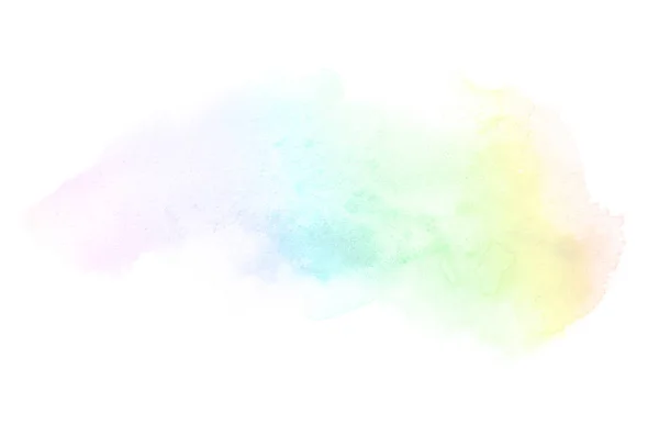 Imagem de fundo aquarela abstrata com um respingo líquido de tinta aquarelle, isolado em branco. Tons de arco-íris — Fotografia de Stock
