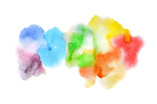 Абстрактное акварельное фоновое изображение с жидкими брызгами акварельной краски, выделенной на белом. Весенние тона — стоковое фото