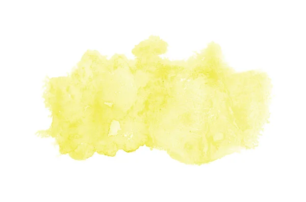 Abstract watercolor background image with a liquid splatter of aquarelle paint, isolated on white. Yellow tones — Stock Photo, Image