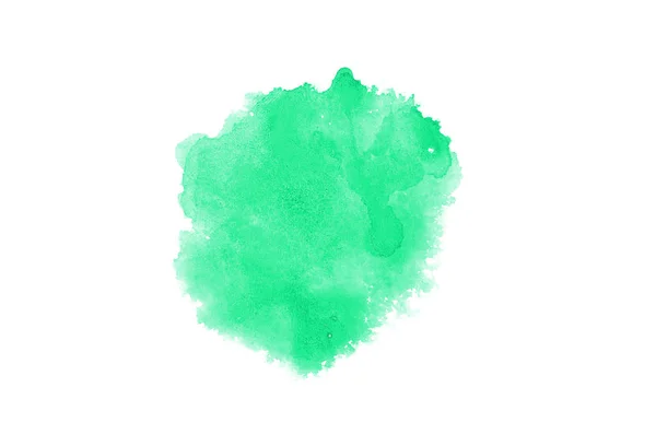 Abstraktes Aquarell-Hintergrundbild mit einem flüssigen Spritzer Aquarellfarbe, isoliert auf Weiß. Türkistöne — Stockfoto