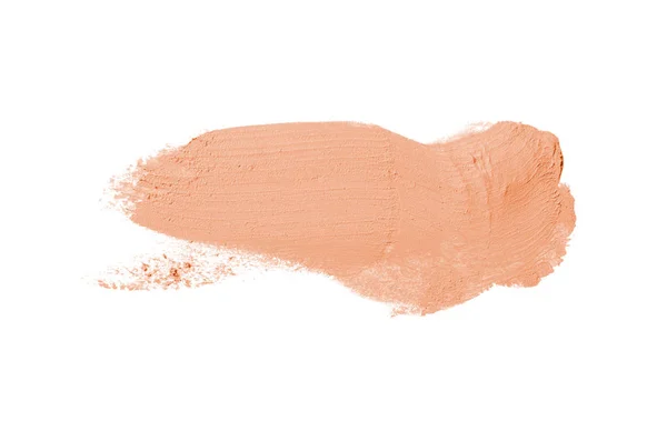 Abstrich und Textur von Lippenstift oder Acrylfarbe isoliert auf weißem Hintergrund. orange Farbe — Stockfoto