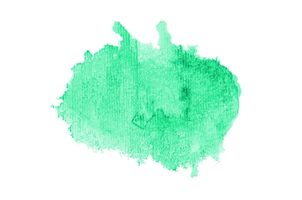 抽象水彩背景图像与水彩漆的液体飞溅，在白色上隔离。绿松石色调 — 图库照片