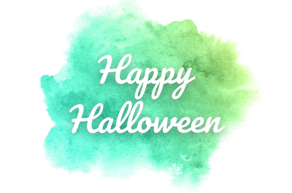 Abstrakte Aquarell-Hintergrundbild mit einem flüssigen Spritzer von Aquarell Pastelltöne grün und gelb. fröhliches Halloween — Stockfoto