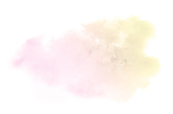 Absztrakt akvarell háttérkép egy folyékony fröccs a Aquarelle festék, elszigetelt fehér. Rózsaszín és sárga tónusok — Stock Fotó