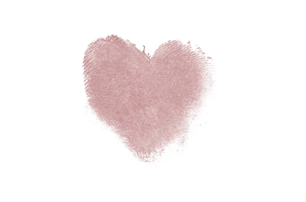 Flytande läppstift hjärta form smeta ut isolerad på vit bakgrund. — Stockfoto