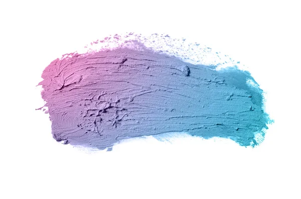 Мазок и текстура помады или акриловой краски изолированы на белом фоне. Фиолетовый синий цвет — стоковое фото