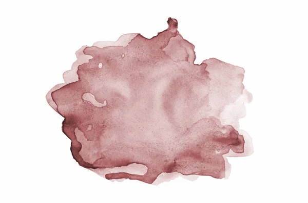 Abstraktes Aquarell-Hintergrundbild mit einem flüssigen Spritzer Aquarellfarbe, isoliert auf Weiß. Dunkelrote Töne — Stockfoto