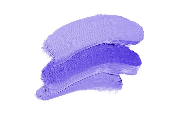 Мазок и текстура помады или акриловой краски изолированы на белом фоне. Фиолетовый цвет — стоковое фото