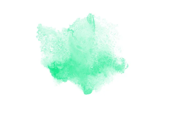 Abstraktes Aquarell-Hintergrundbild mit einem flüssigen Spritzer Aquarellfarbe, isoliert auf Weiß. Türkistöne — Stockfoto