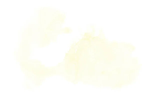 Abstraktes Aquarell-Hintergrundbild mit einem flüssigen Spritzer Aquarellfarbe, isoliert auf Weiß. Gelbtöne — Stockfoto