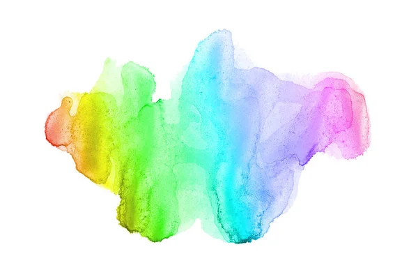 Abstract aquarel achtergrondafbeelding met een vloeibare Splatter van Aquarelle verf, geïsoleerd op wit. Regenboog tinten — Stockfoto