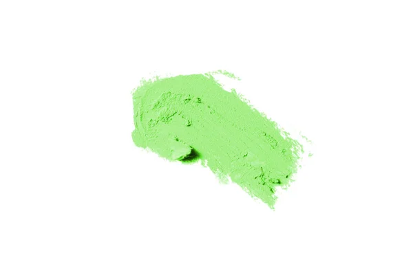 Abstrich und Textur von Lippenstift oder Acrylfarbe isoliert auf weißem Hintergrund. grüne Farbe — Stockfoto