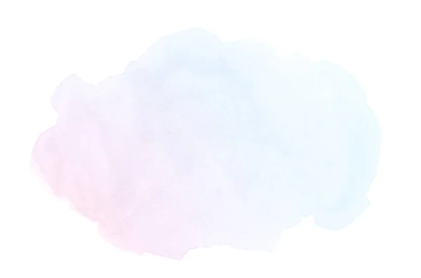 抽象水彩背景图像与水彩漆的液体飞溅，在白色上隔离。粉红色和蓝色柔和色调 — 图库照片