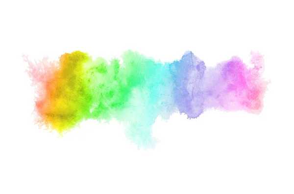 Imagem de fundo aquarela abstrata com um respingo líquido de tinta aquarelle, isolado em branco. Tons de arco-íris — Fotografia de Stock