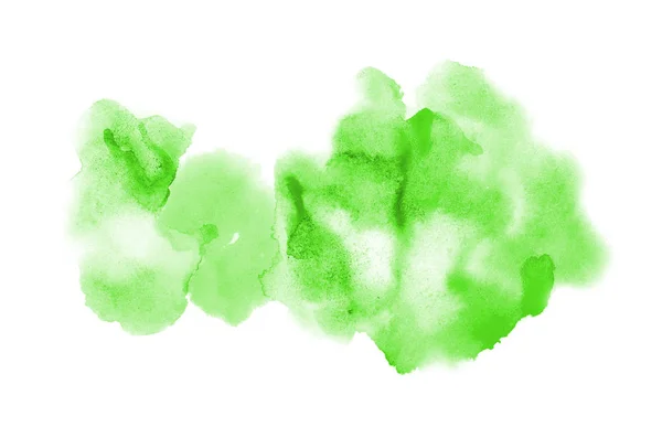 Imagen de fondo de acuarela abstracta con una salpicadura líquida de pintura acuarela, aislada en blanco. Tonos verdes —  Fotos de Stock