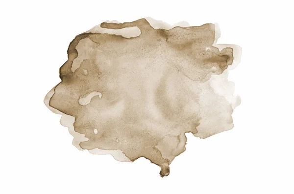 Abstract watercolor background image with a liquid splatter of aquarelle paint, isolated on white. Brown tones — Stock Photo, Image