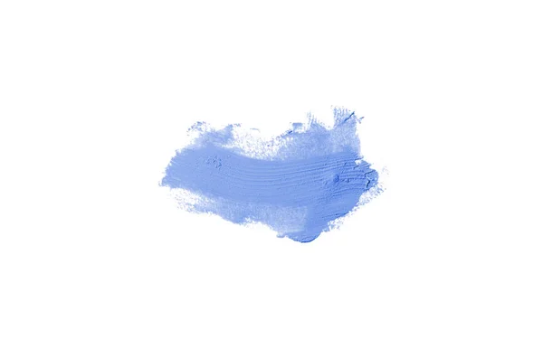 Mancha e textura de batom ou tinta acrílica isolada sobre fundo branco. Cor azul — Fotografia de Stock