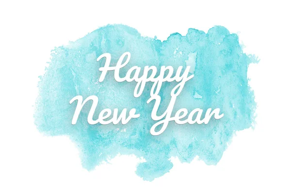 Abstract watercolor background image with a liquid splatter of aquarelle paint. Light blue tones. Happy New Year — Stockfoto