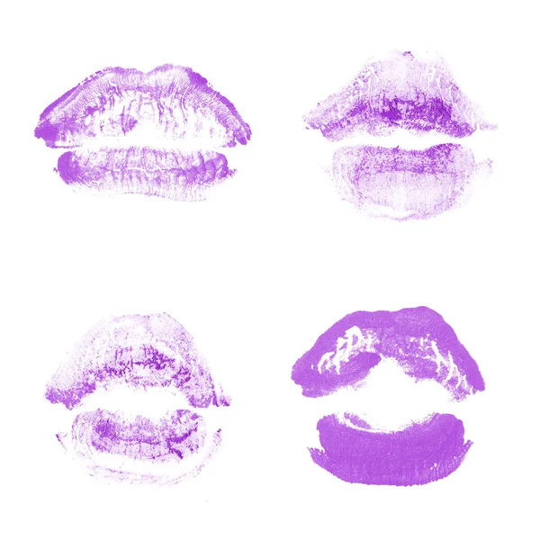 Weibliche Lippen Lippenstift-Kuss-Print-Set für den Valentinstag isoliert o — Stockfoto