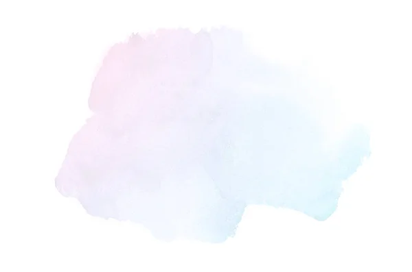 Image abstraite de fond aquarelle avec une éclaboussure liquide de peinture aquarelle, isolée sur blanc. tons pastel rose et bleu — Photo