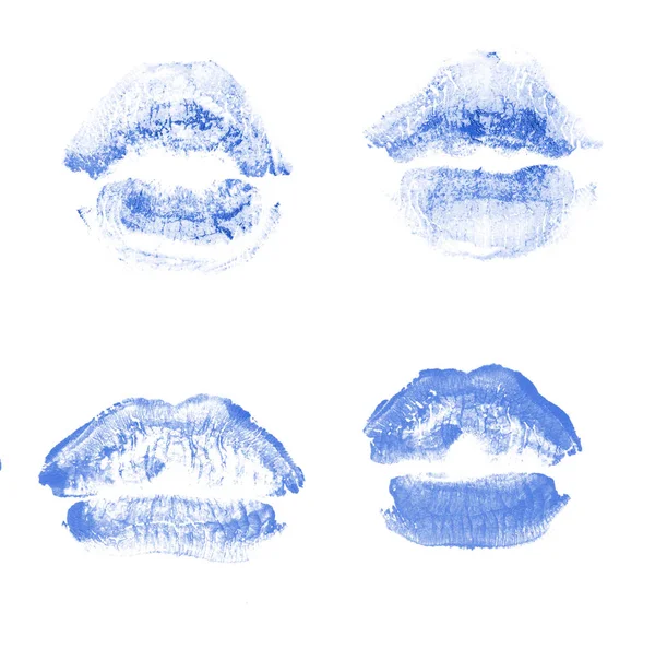 Female lips lipstick kiss print set for valentine day isolated o — Stock Photo, Image